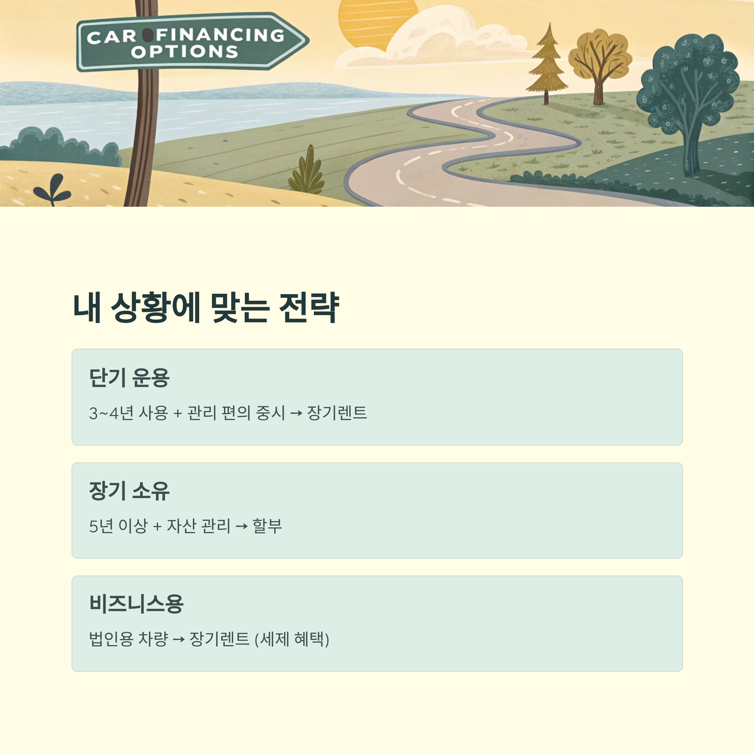 자동차 구매 전략: 장기렌트와 할부