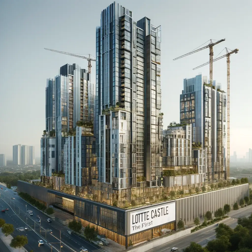 전 롯데캐슬 더퍼스트 공사 중인 현대식 고층 아파트