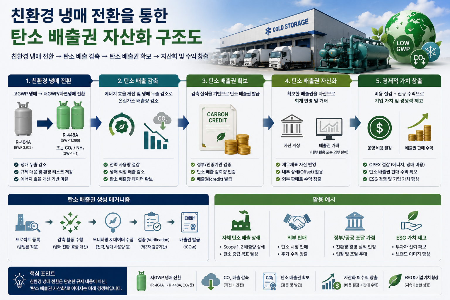 친환경 냉매 전환을 통한 탄소 배출권 자산화 구조도
