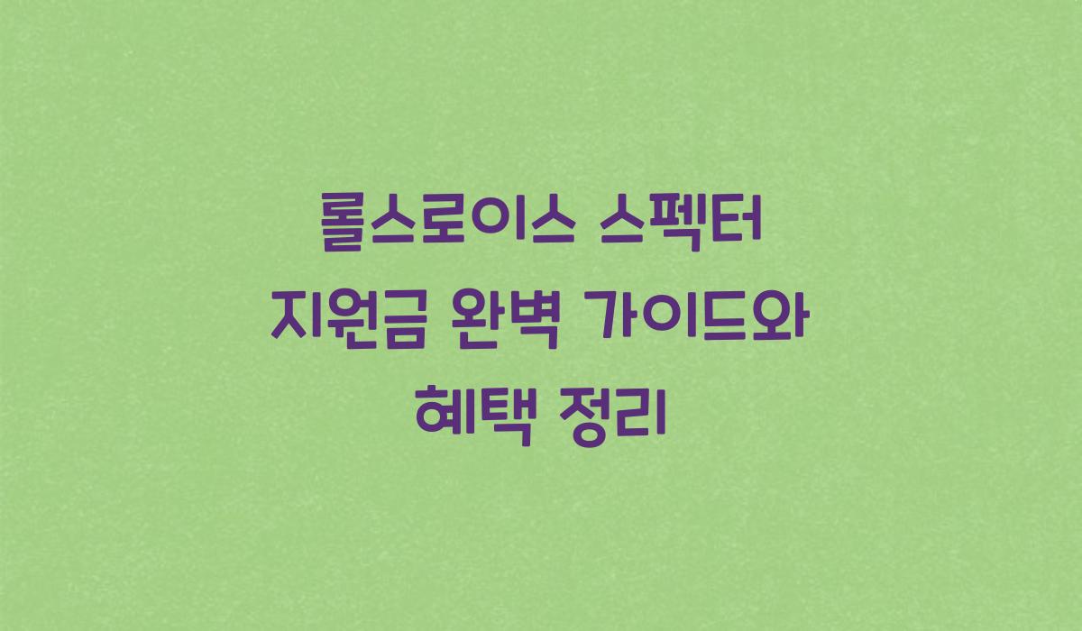 롤스로이스 스펙터 지원금​