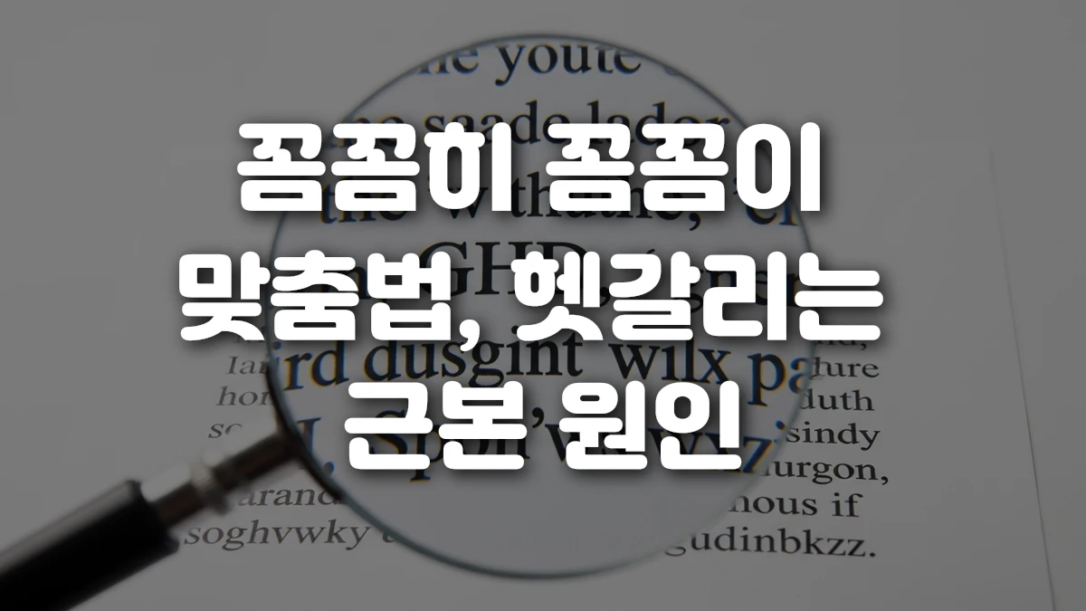 꼼꼼히 꼼꼼이 맞춤법 헷갈리는 근본 원인