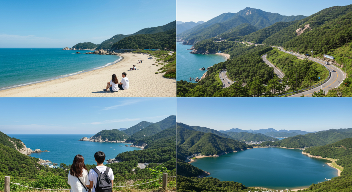 강원도 당일치기 여행의 바다, 산, 호수 풍경