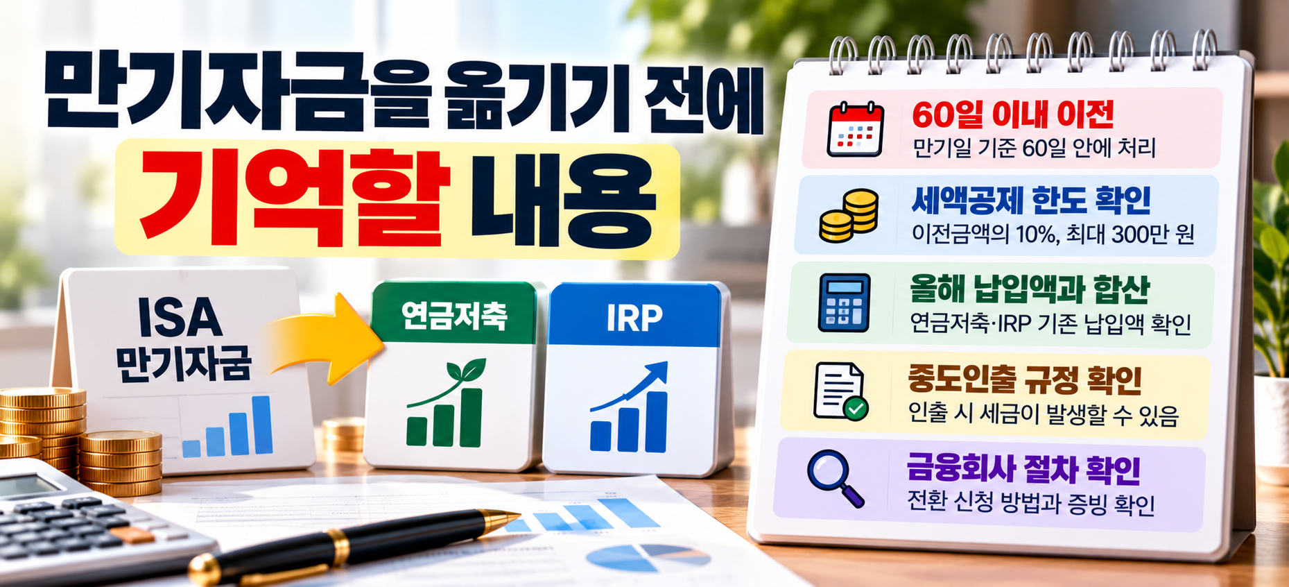 ISA 만기자금 연금저축 IRP 이전 체크리스트