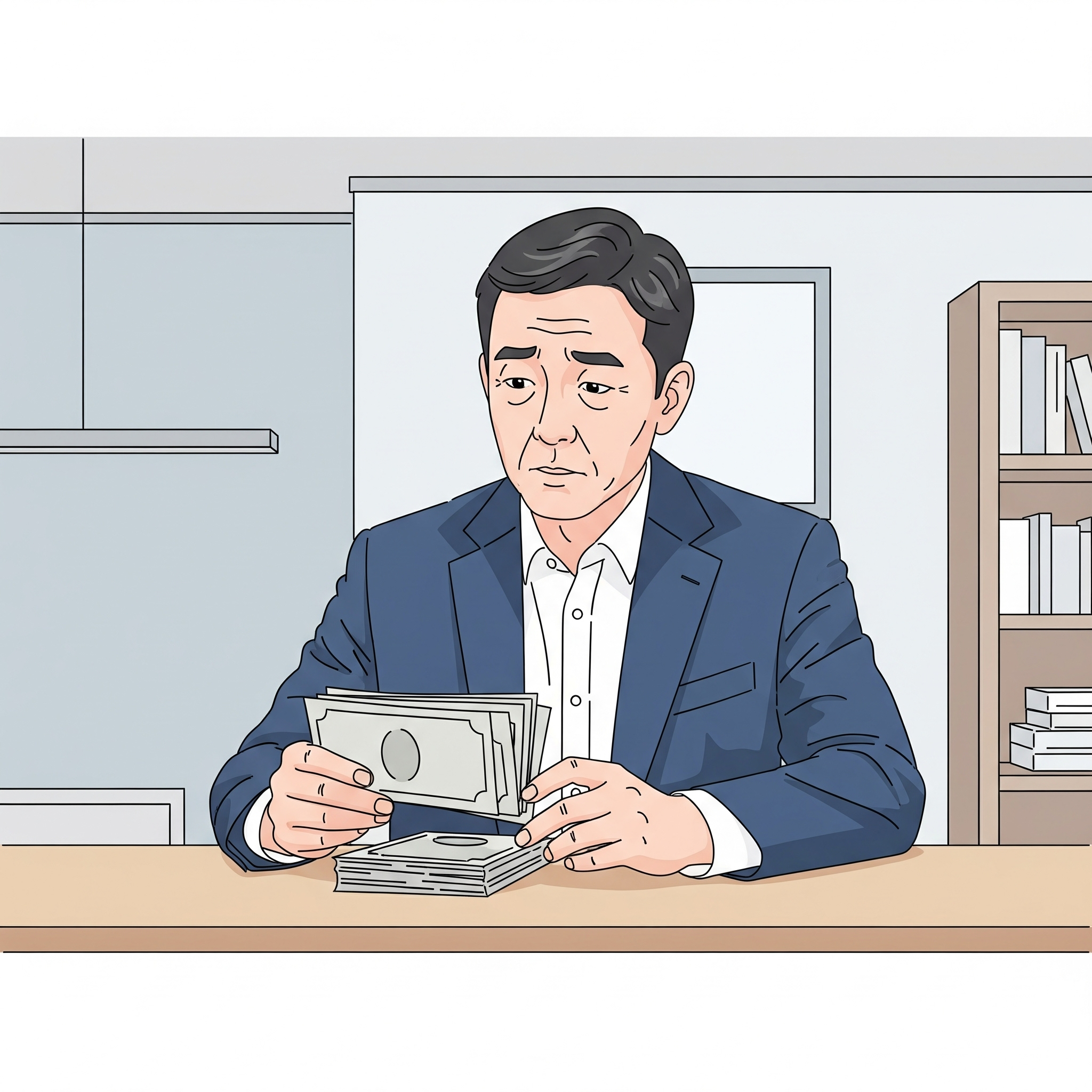 종합소득세에 대해 걱정하고 있는 모습을 보여주는 그림