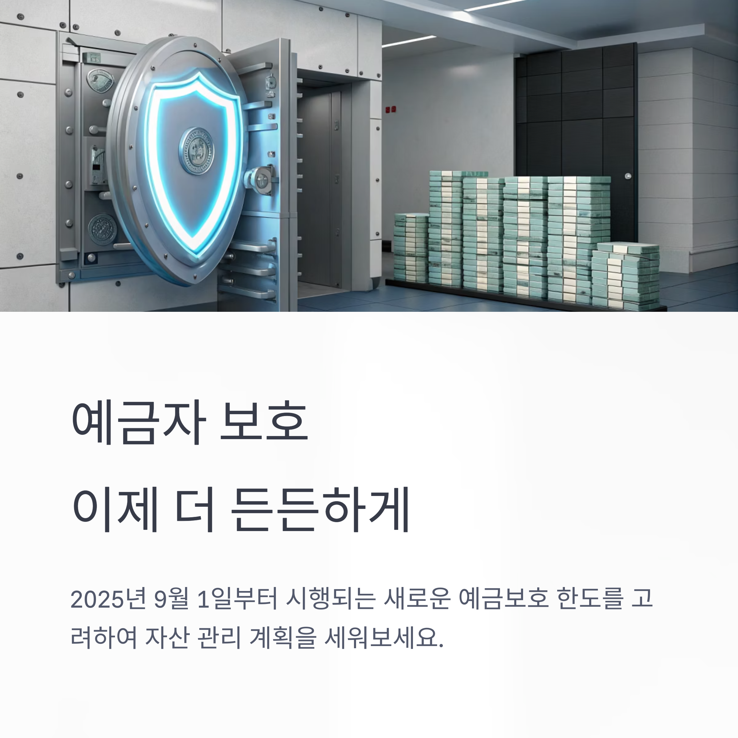 예금보호 한도 1억 원 상향 2025년 9월부터 시행