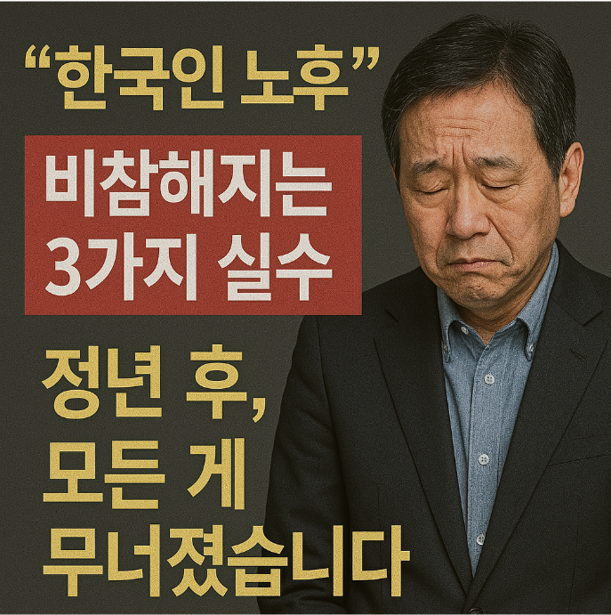 한국인 노후 비참해지는 3가지 실수 정년후 모든게 무너졌습니다. 힘겨워하는 노인의 이미지