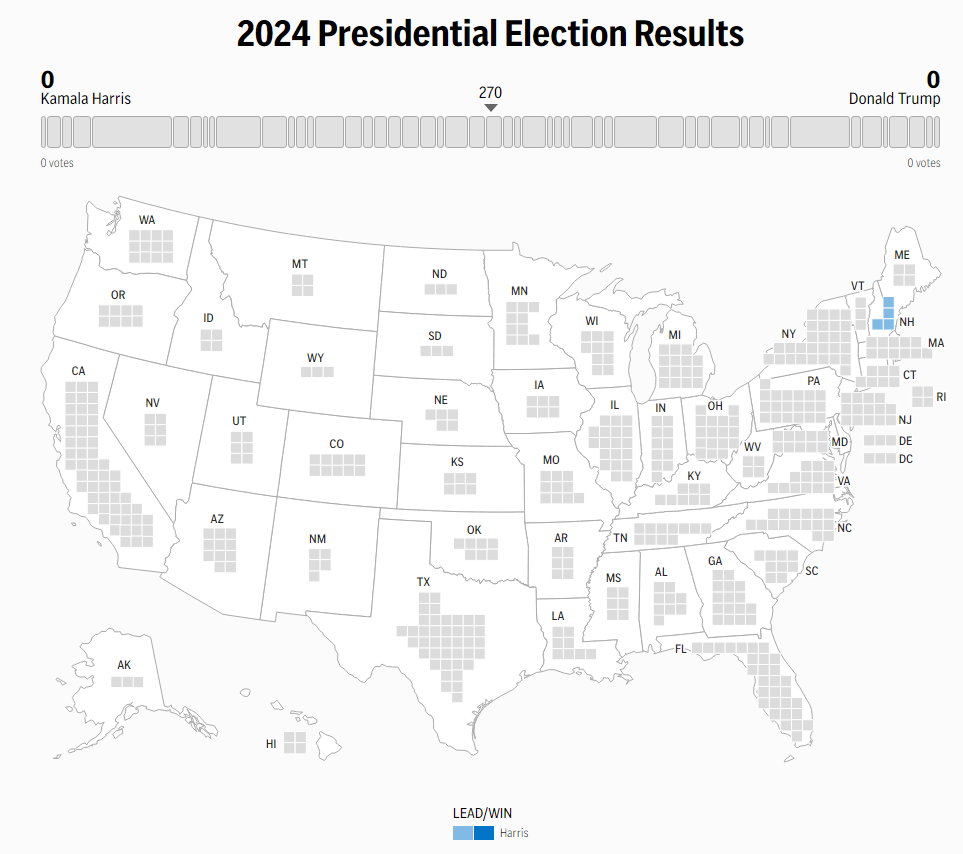 2024년 미국 대통령선거 대선 실시간 개표 사이트 정리