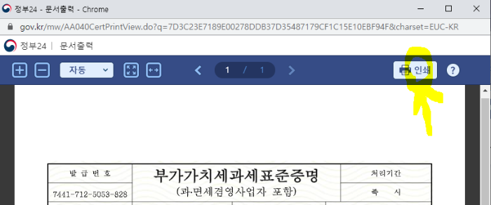 문서출력 창