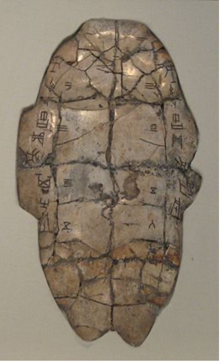 거북 배에 쓰여진 갑골문자