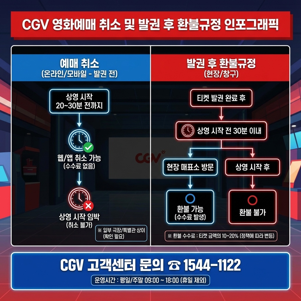 CGV 영화예매 취소 및 발권 후 환불규정 고객센터 전화번호