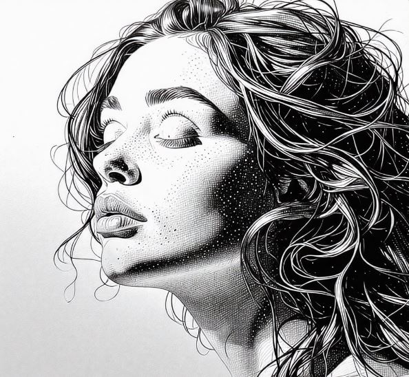 연필 여성 인물 그림