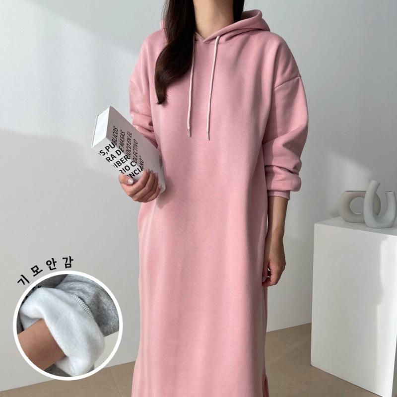 겨울 원피스 기모 따뜻한 후드 맨투맨 롱 원피스 빅사이즈
