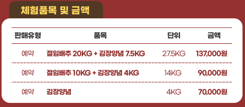 소궁댕이금대마을 체험상품정보 입니다.