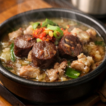 충주자유시장 매운만두,감자만두, 시래기 순대국밥, 사과도넛, 초콜릿도넛