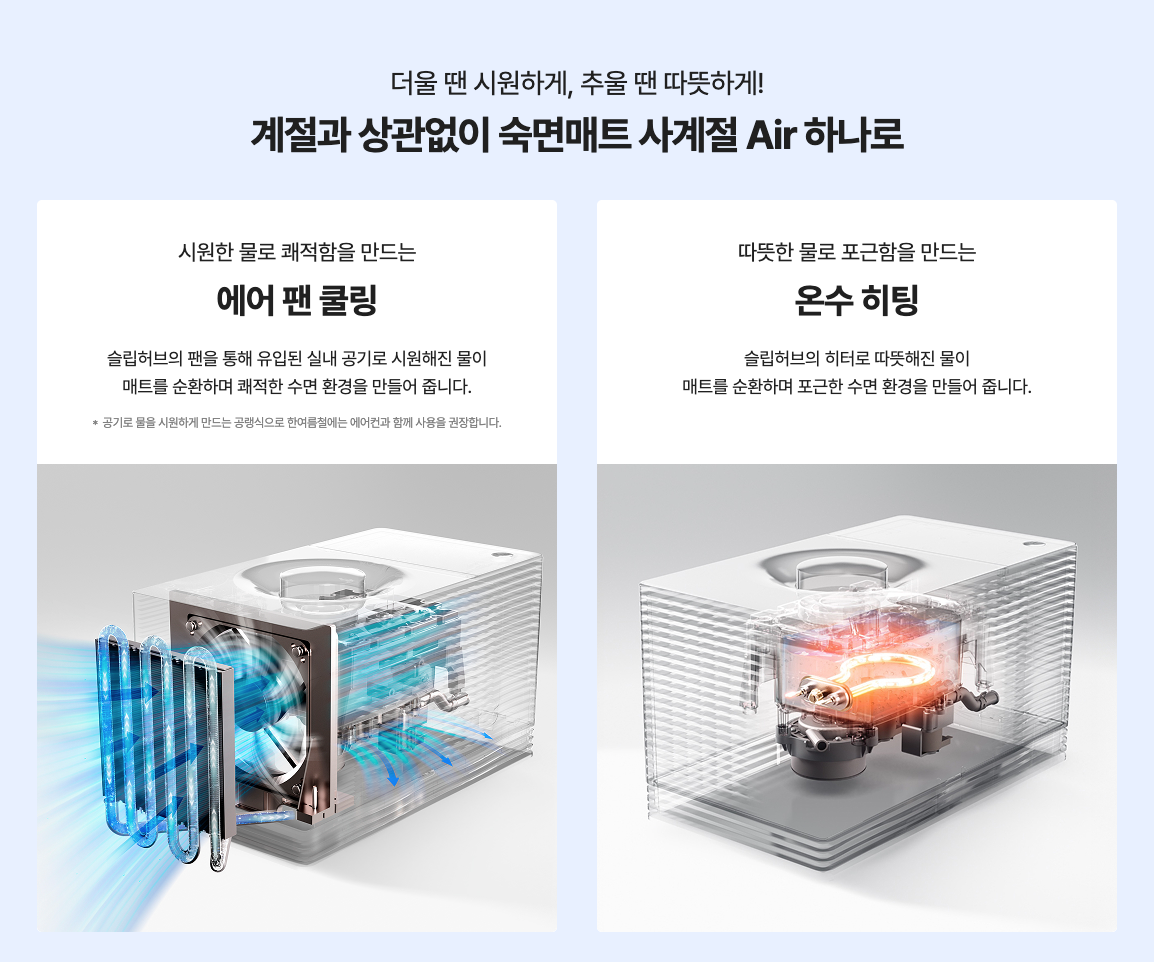 나비엔 숙면매트 사계절 Air 쿨링 히팅 방식