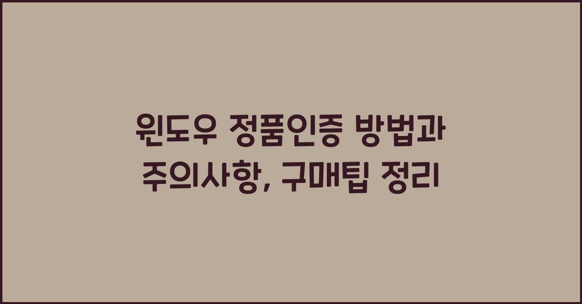 윈도우 정품인증