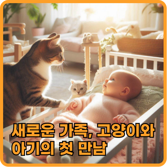 갓난아기와 고양이의 첫 만남