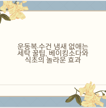 운동복·수건 냄새 없애는 세탁 꿀팁, 베이킹소다와 식초의 놀라운 효과