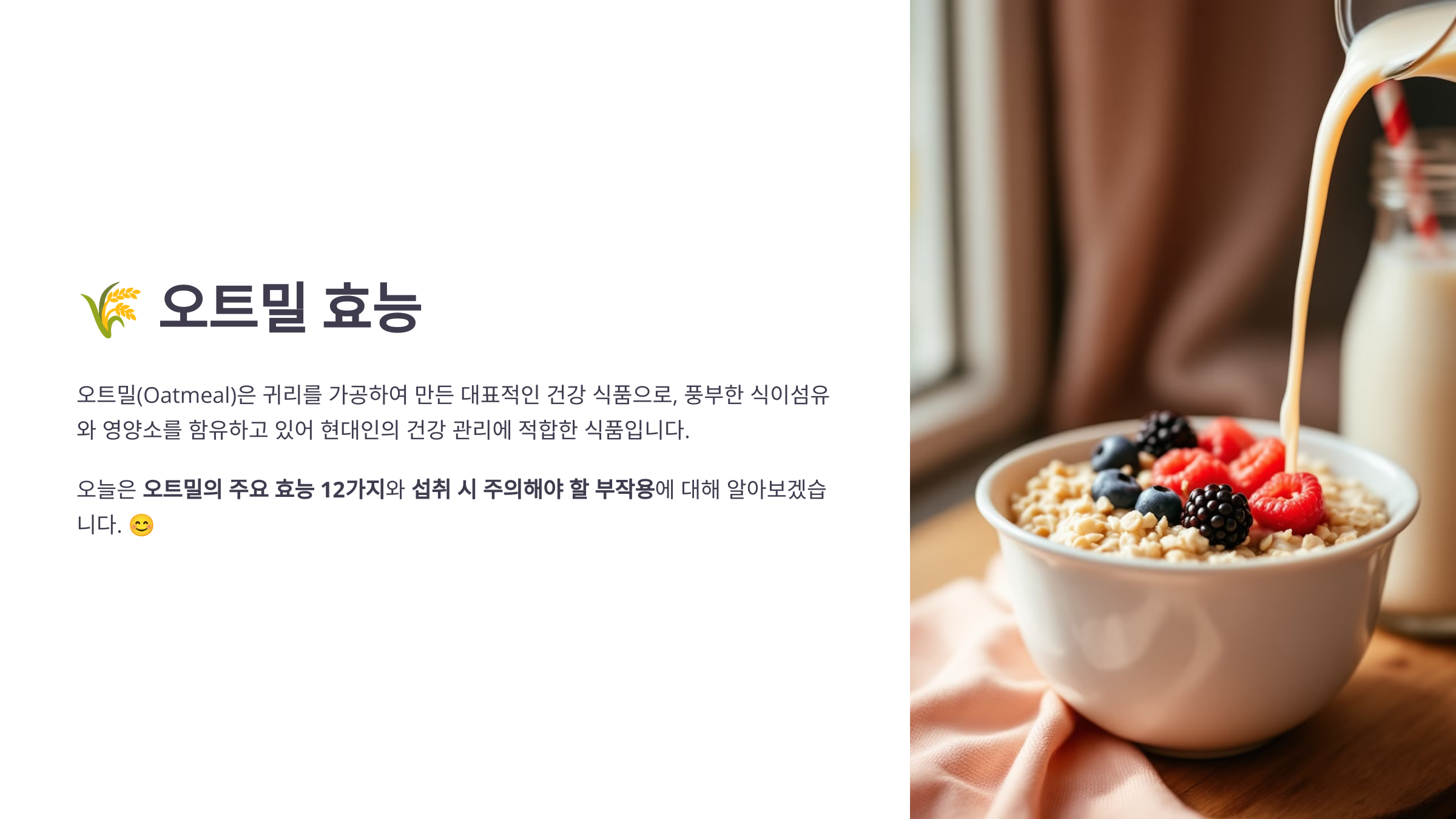 오트밀 사진입니다.
