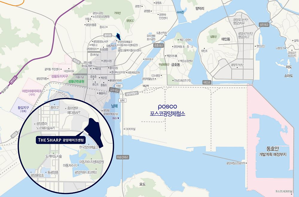 '더샵 광양레이크센텀' 위치도