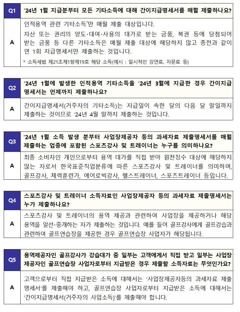 인적용역간이지급명세서매월제출변경, 자주하는 질문 FAQ 5가지