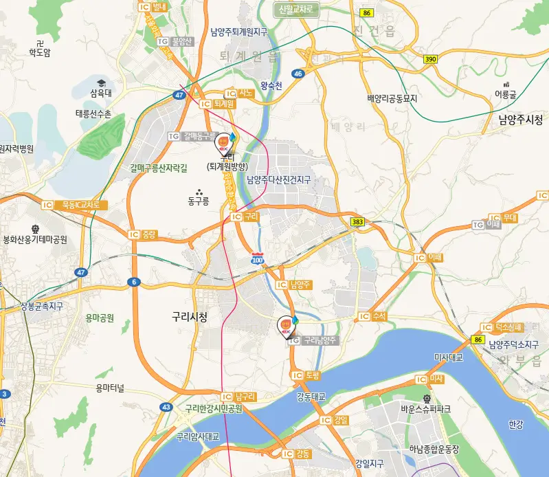 경기도 구리시 24시 주유소 위치