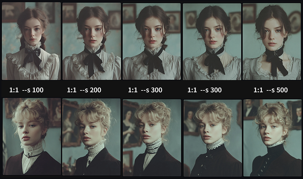 차분한 빈티지 톤과 무디한 대비를 1:1로 믹스하고 스타일라이즈 강도를 높여 생성한 결과 이미지_Midjourney