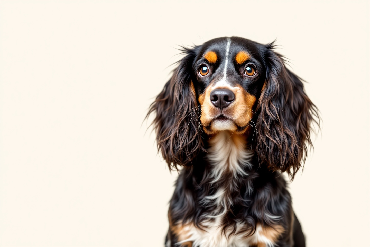 cute cocker spaniel dog with long ears and soft fur, friendly looking