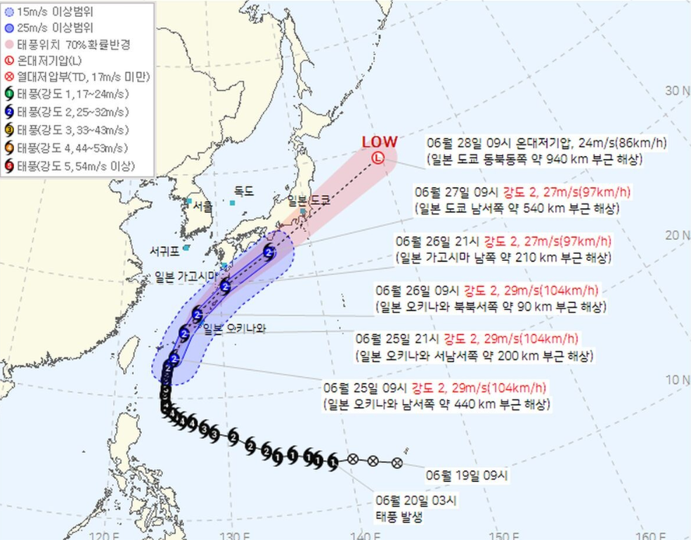 7호 태풍 메칼라 이동 경로