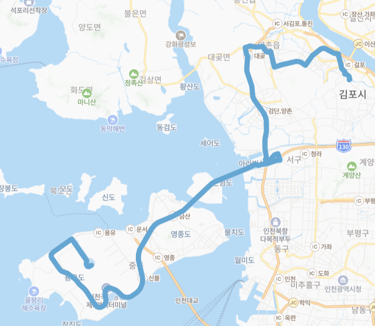 김포-인천-9000번-버스-노선-지도