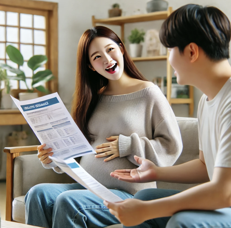 임신 출산 혜택을 논의하는 가족