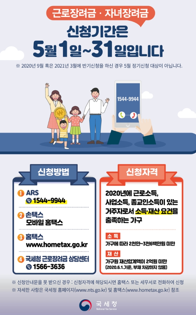 근로장려금 신청자격조회 및 신청 안내