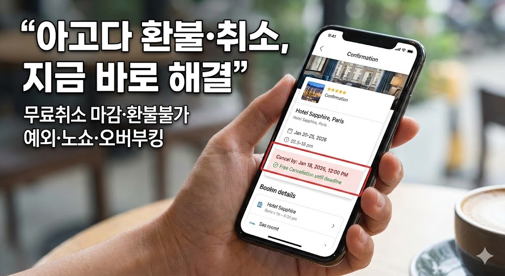 아고다 취소·환불·변경 2026 완전정리: 무료취소 데드라인, 환불불가 예외, 노쇼·오버부킹 대응