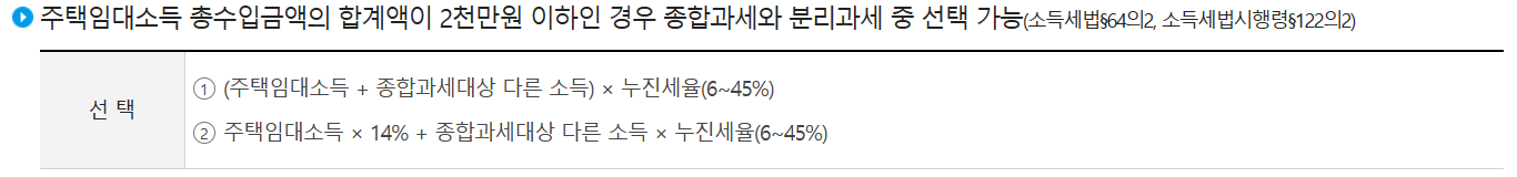 주택임대소득 분리과세 요건