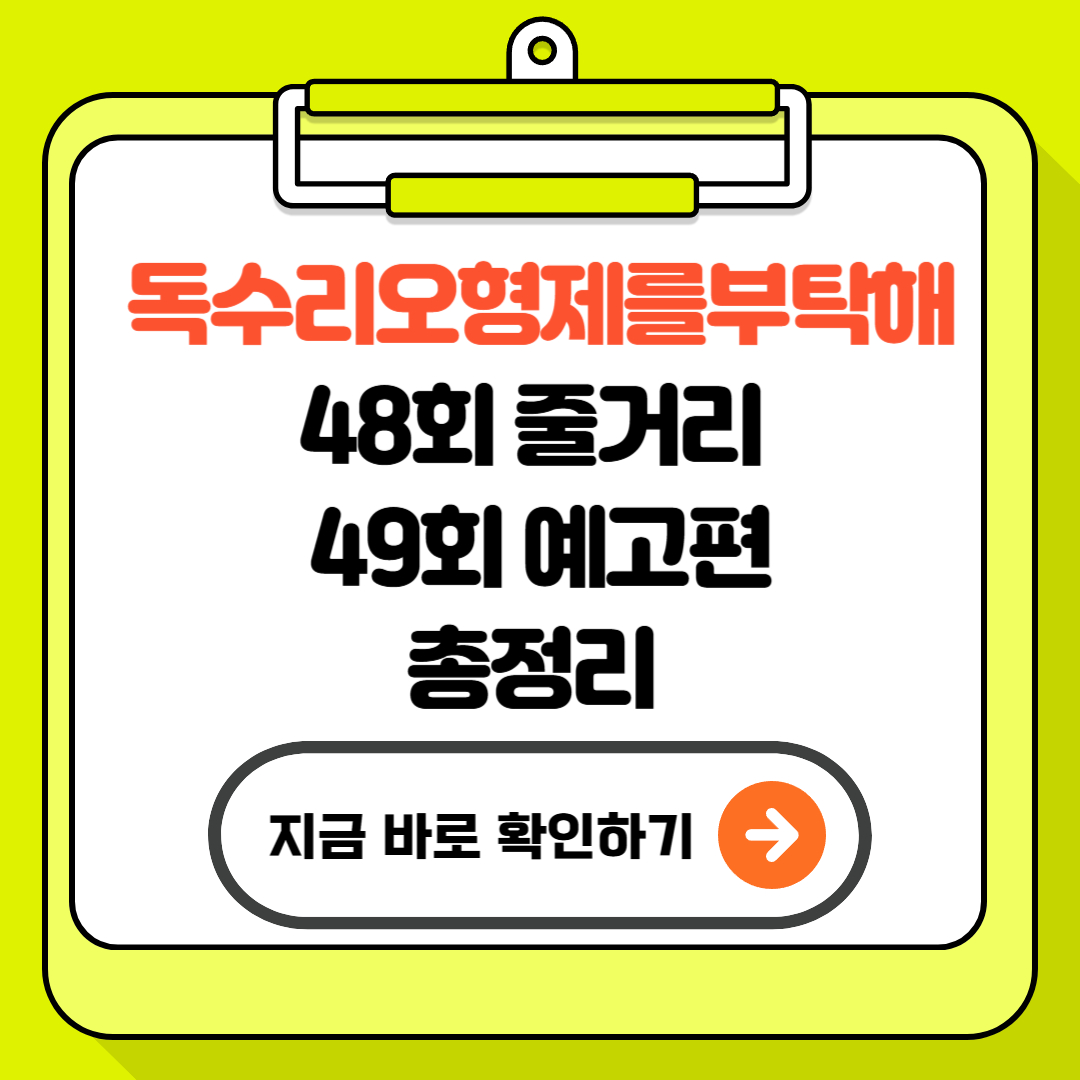 독수리오형제를부탁해 48회 줄거리 및 49회 예고편 총정리 - 감정 폭풍·충격 반전