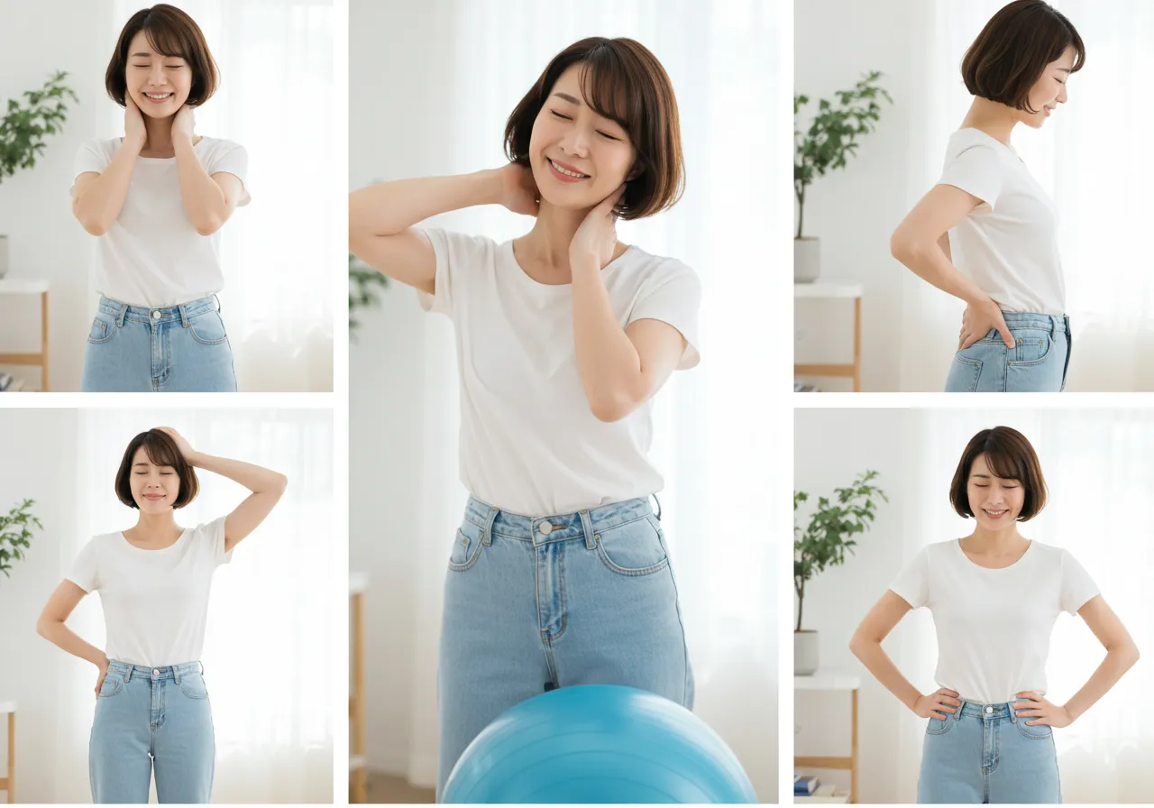 두통, 거북목, 무릎통증, 스트레칭, 스마트폰자세