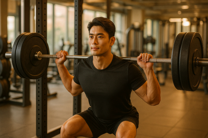 스쿼트 하는 남성