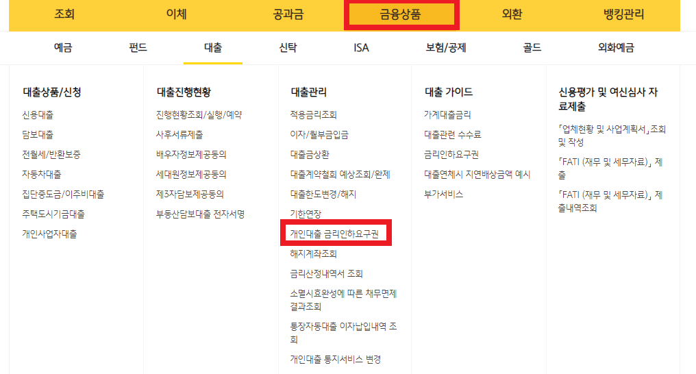 KB국민은행 금리인하요구권 신청방법