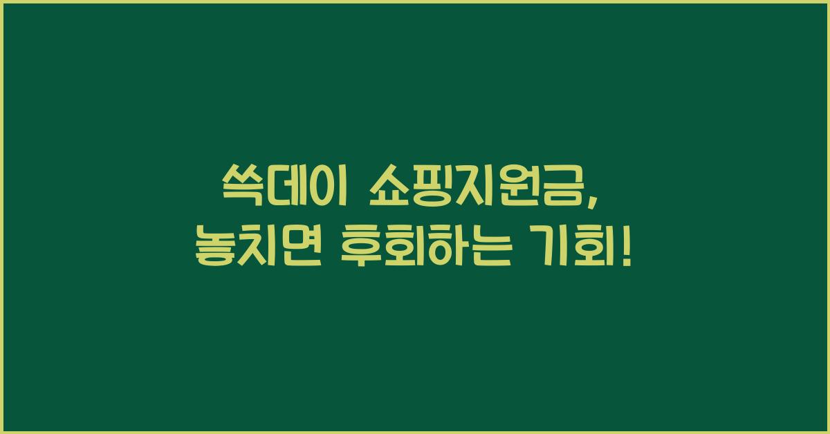 쓱데이 쇼핑지원금