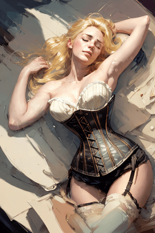 Playground AI로 생성한 그림(3) - 코르셋 입은 여성