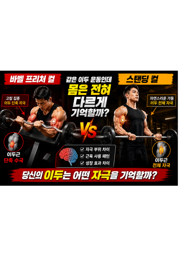바벨 프리처 컬 vs 스탠딩 컬:왜 같은 이두 운동인데 몸은 전혀 다르게 기억할까