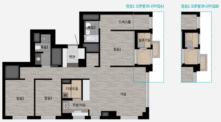 래미안 원펜타스 84A&amp;#44; 84B 평면도