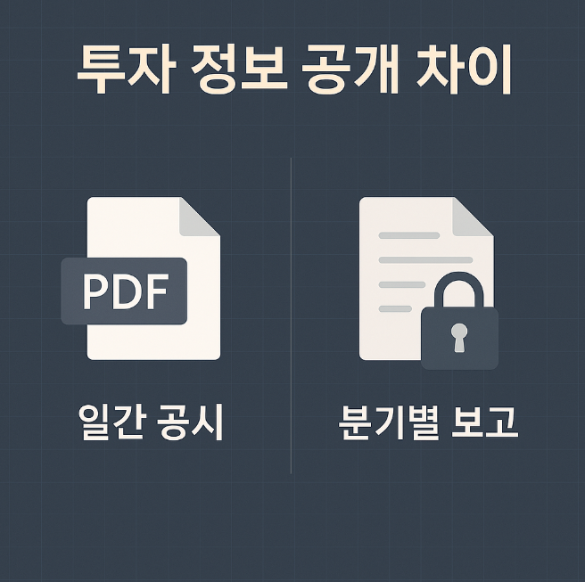 ETF와 펀드의 정보 공개 주기 차이를 보여주는 시각 자료