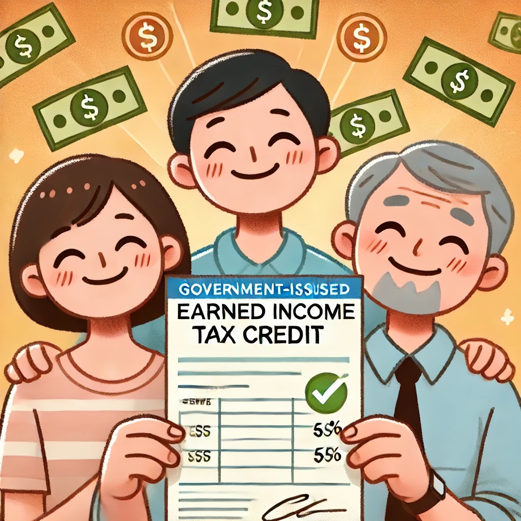 근로장려금 지원을 받고 행복해 하는 모습의 사람들