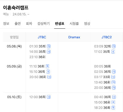 이혼숙려캠프 재방송시간