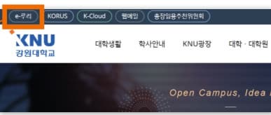 강원대 이루리 홈페이지 접속방법 예시 이미지