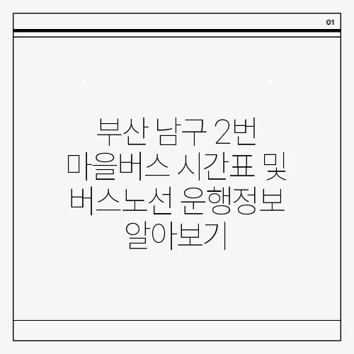 부산 남구 2번 마을버스 시간표 및 버스노선 운행정보 알아보기