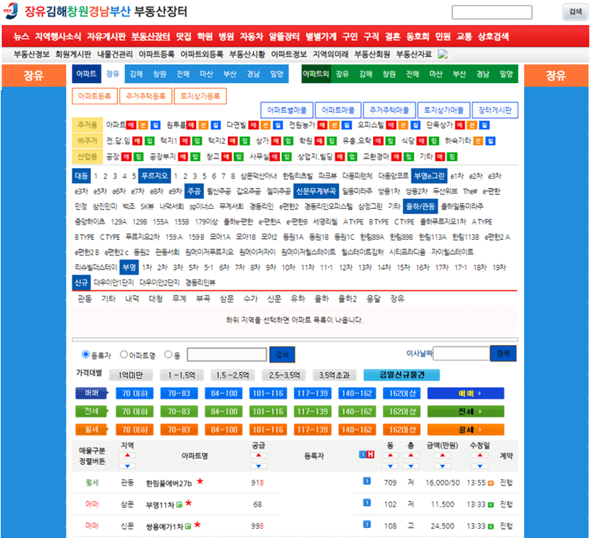 장유넷-부동산장터-김해시-부동산-매물정보-찾는법