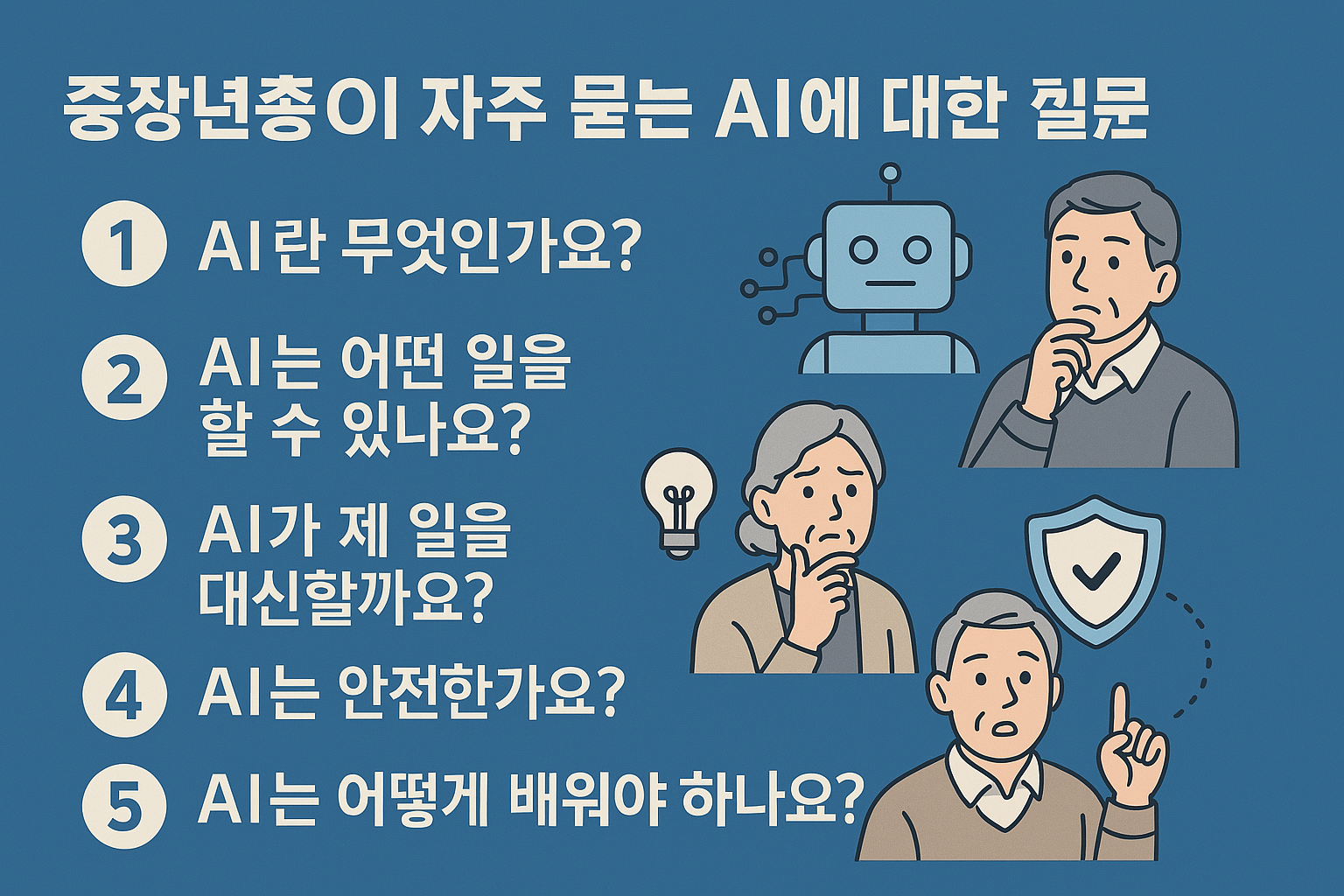 중장년층이 자주 묻는 AI에 대한 질문 TOP5
