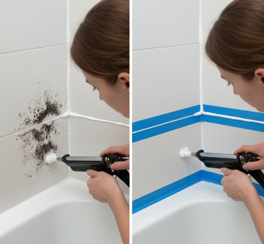곰팡이 핀 욕실 실리콘, 전문가처럼 재시공하는 5단계 완벽 가이드 (마스킹 테이프 비법)